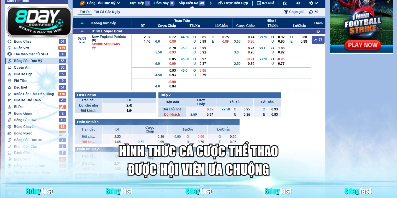 Hình thức cá cược thể thao được hội viên ưa chuộng